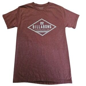 Billabong Mens Graphic T-Shirt Small Burgundy Heather Diamond Logo Short Sleeve